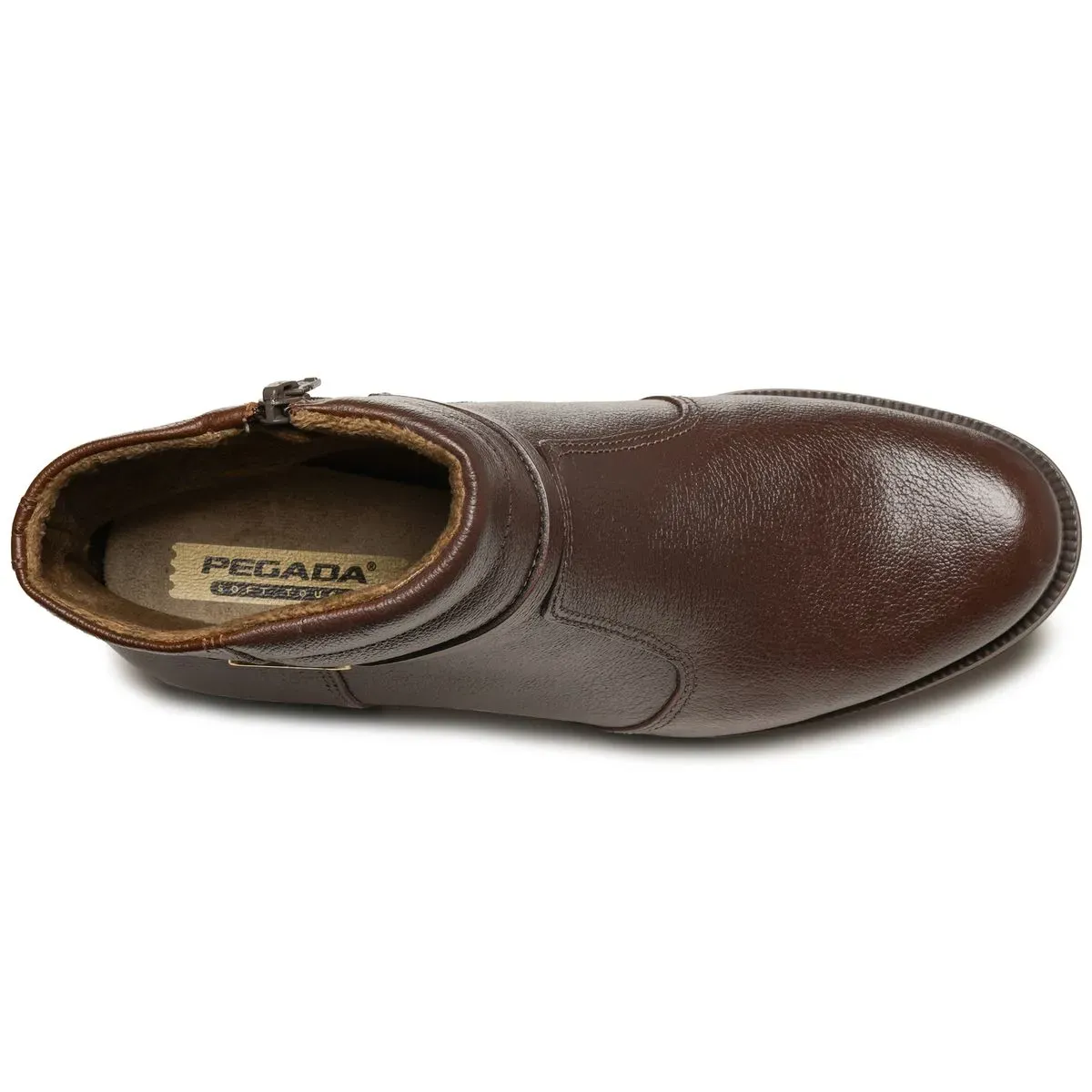 Bota Pegada feminina marrom couro vista frontal para ajuste